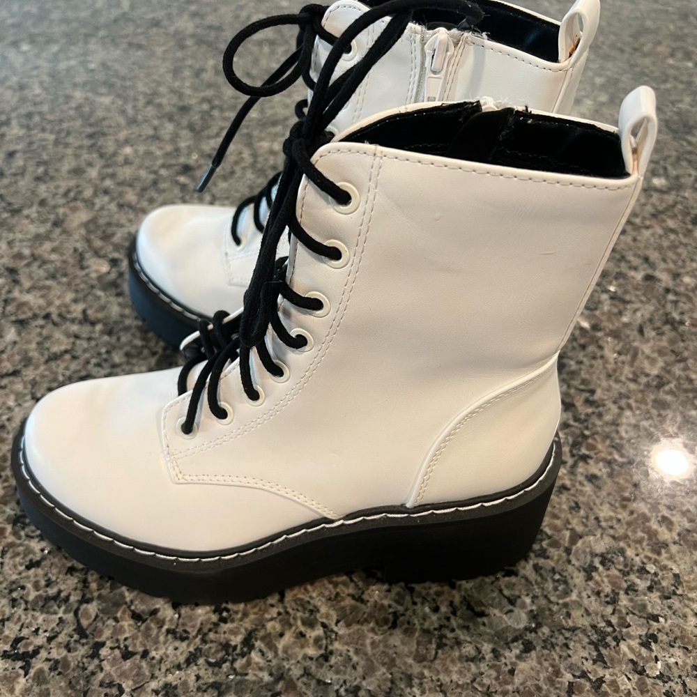 White Combat Boots- Brand New